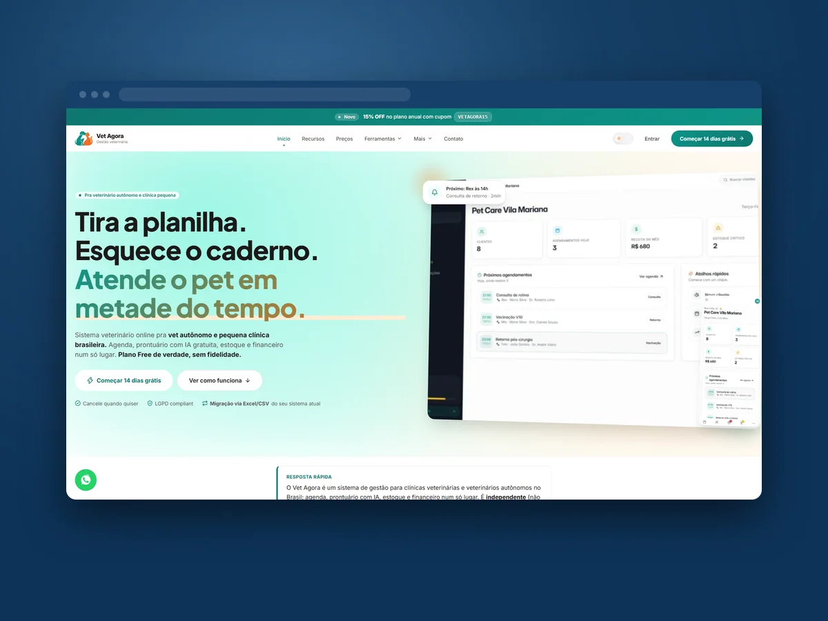 print do projeto vetagora home