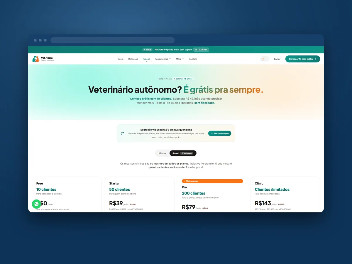 print do projeto vetagora precos